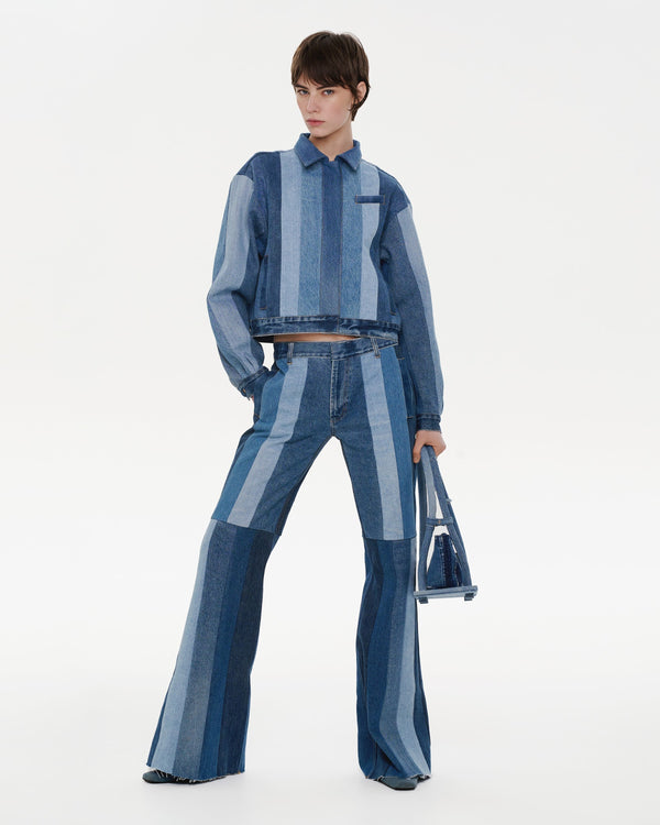 ksenia schnaider Reworked Striped Flared Jeans