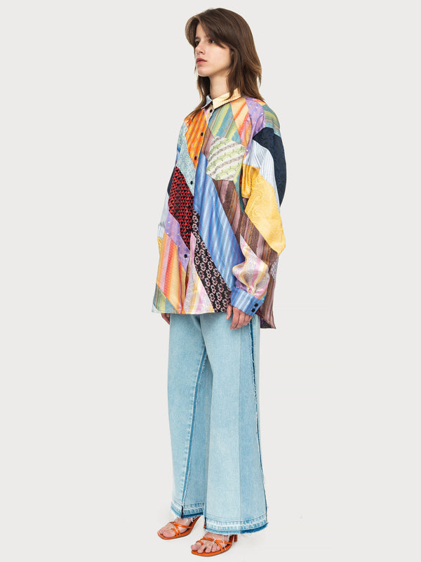 Ksenia Schnaider Tie Patchwork Shirt