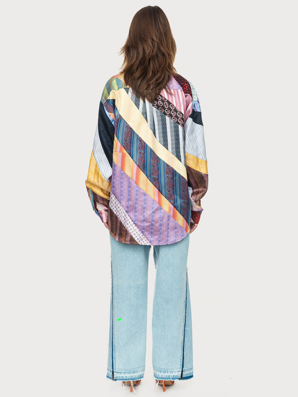 Ksenia Schnaider Tie Patchwork Shirt