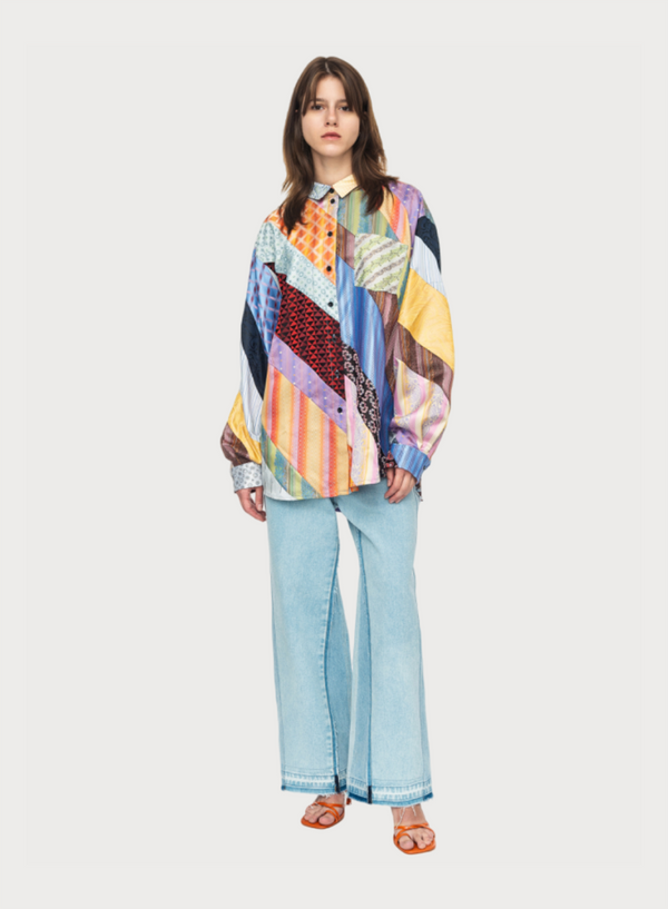 ksenia schnaider Tie Patchwork Shirt