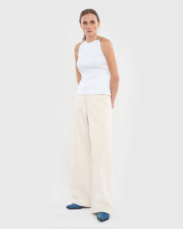 Ksenia Schnaider White Top With Beige Trims