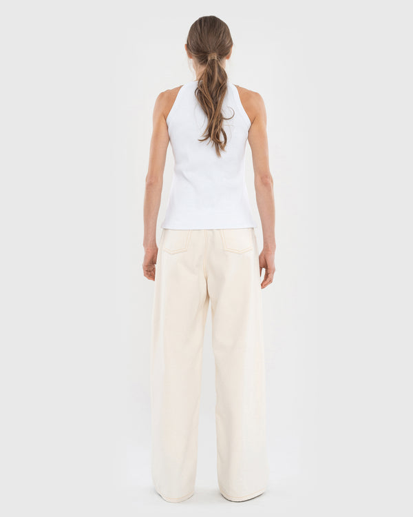 Ksenia Schnaider White Top With Beige Trims