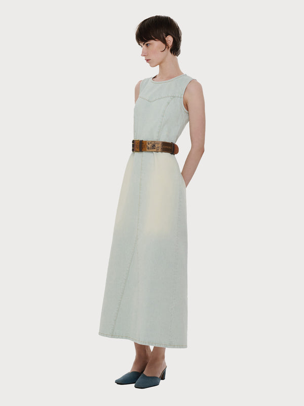 Ksenia Schnaider Long Denim Dress With Vintage Effect