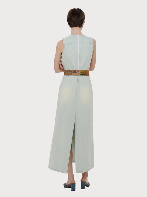 Ksenia Schnaider Long Denim Dress With Vintage Effect