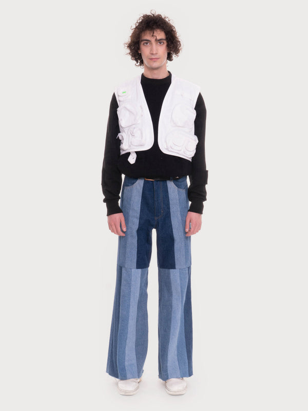 Ksenia Schnaider Men's Reworked Striped Flared Jeans