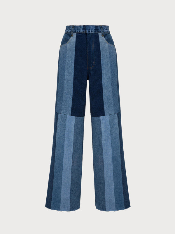 ksenia schnaider Men's Reworked Striped Flared Jeans