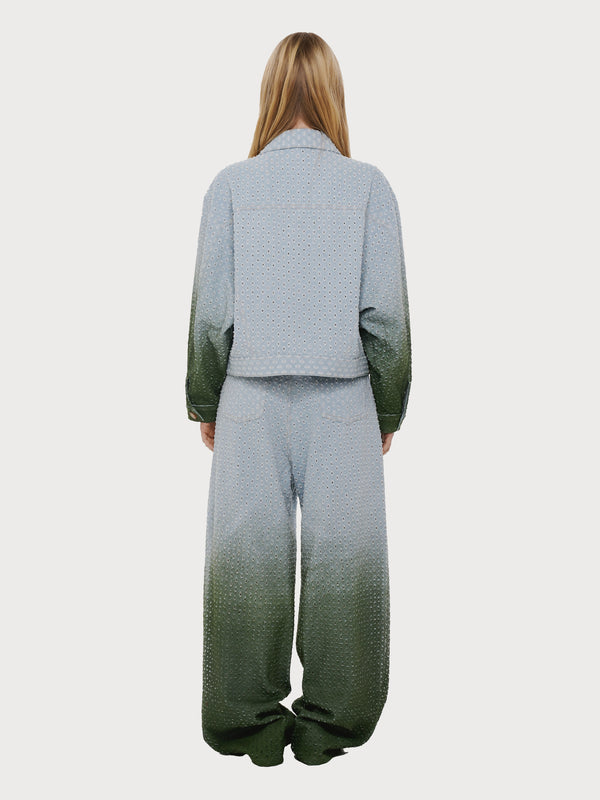 Ksenia Schnaider Perforated Jeans With Green Gradient