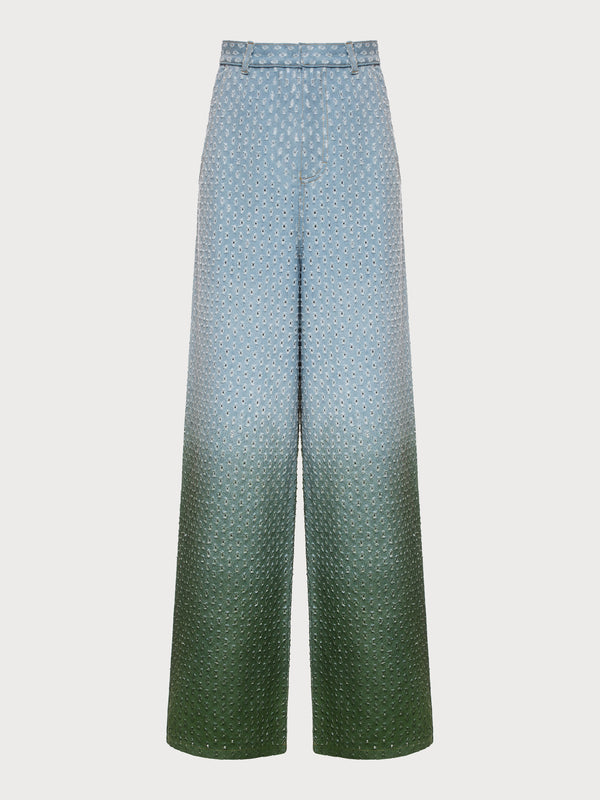 Ksenia Schnaider Perforated Jeans With Green Gradient
