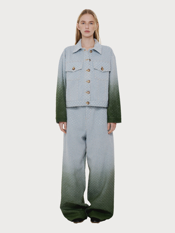 ksenia schnaider Perforated Jeans with Green Gradient