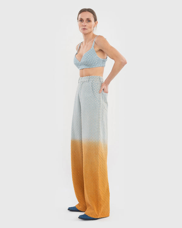 Ksenia Schnaider Perforated Jeans With Orange Gradient