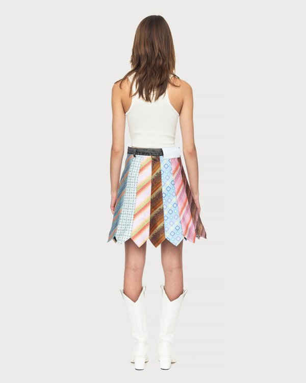 Ksenia Schnaider Tie-Madness Skirt With Black Denim Belt