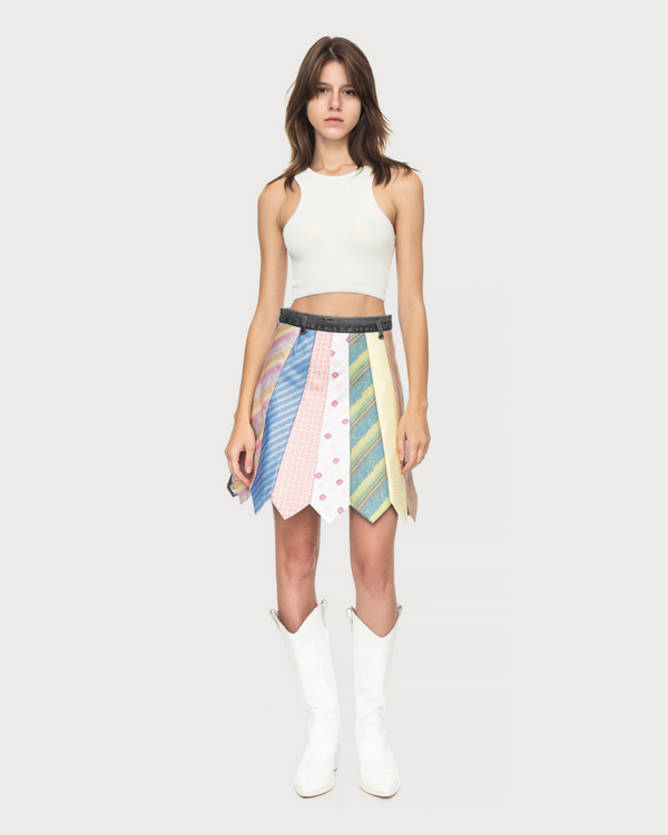 ksenia schnaider Tie-Madness Skirt with Black Denim Belt