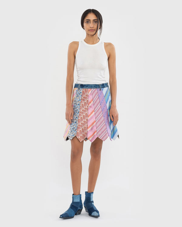 ksenia schnaider Tie-Madness Skirt with Blue Denim Belt