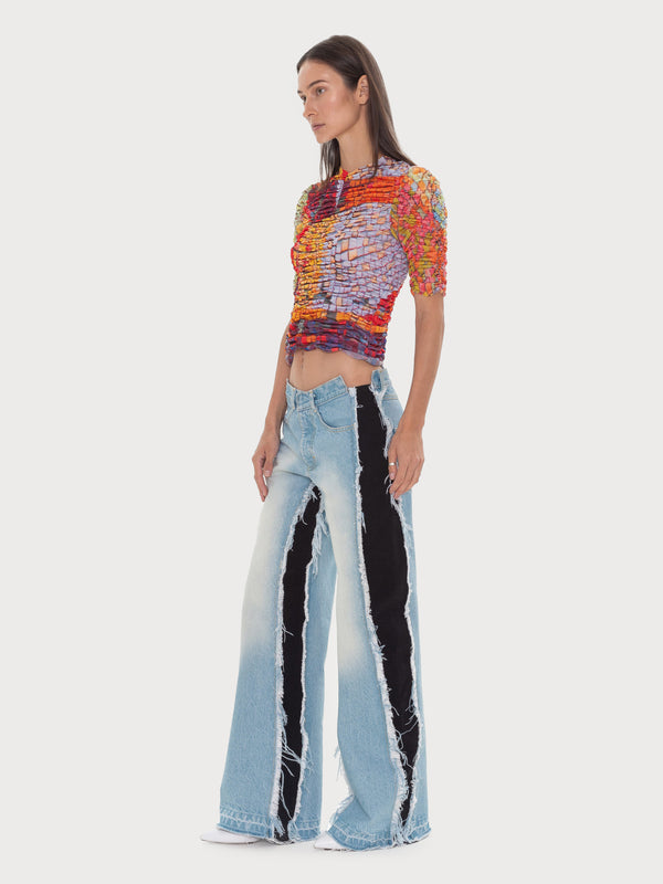ksenia schnaider Vintage Effect Jeans With Contrast Side Panels