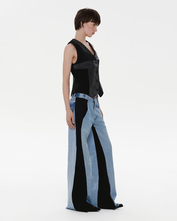 Ksenia Schnaider Wide Jeans With Wide Contrast Side Lines