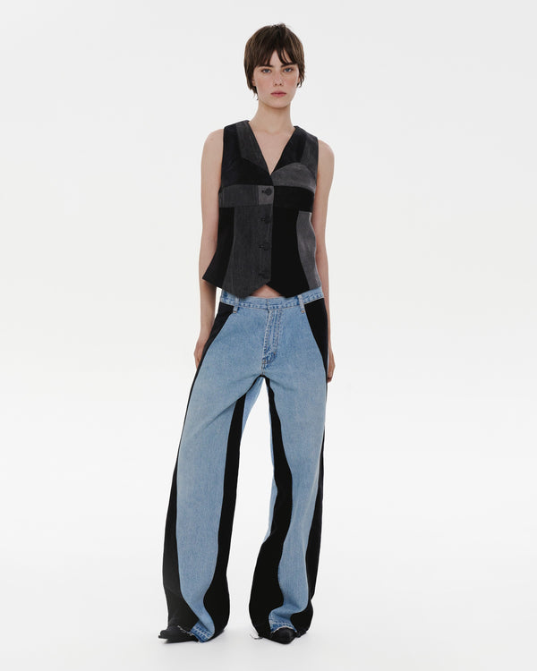 ksenia schnaider Wide Jeans with Wide Contrast Side Lines