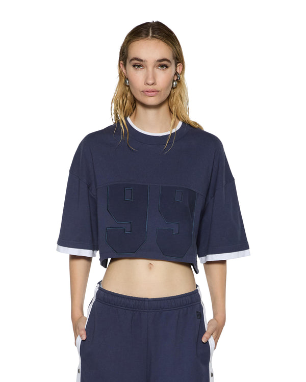 Ksubi 99 Boyfriend Cropped Ss Tee Ink Blue DARK BLUE