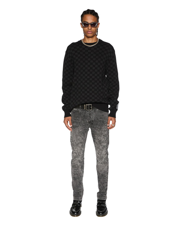 Ksubi Box Knit Crew Washed Black Black