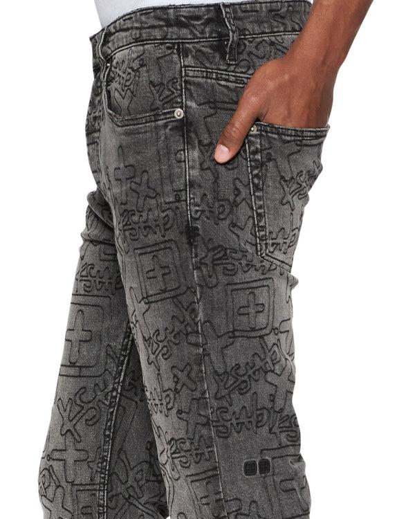 Ksubi Chitch Stencil Stitch Worn Grey Grey