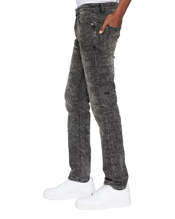 Ksubi Chitch Stencil Stitch Worn Grey Grey