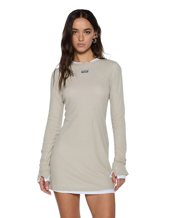 ksubi crawford ls mini dress taupe TAUPE