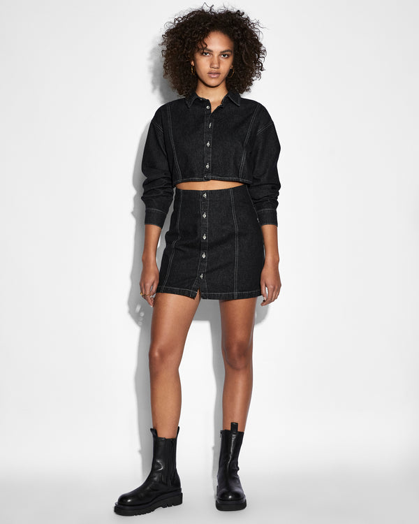 Ksubi Cutout Shirt Dress Midnight BLACK