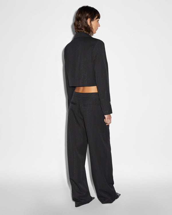 Ksubi London Crop Blazer Pinstripe Black