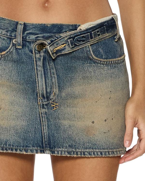 Ksubi Micro Mini Skirt Flip Dune Denim