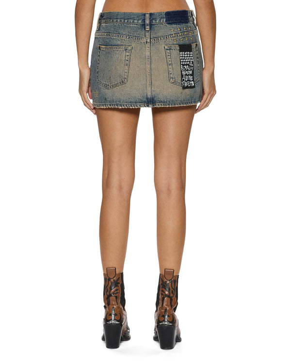 Ksubi Micro Mini Skirt Flip Dune Denim