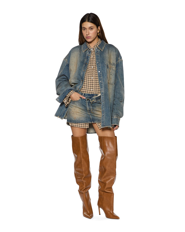 ksubi micro mini skirt flip dune Denim