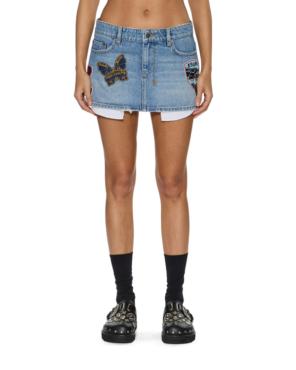 ksubi micro mini skirt horizon patch DENIM