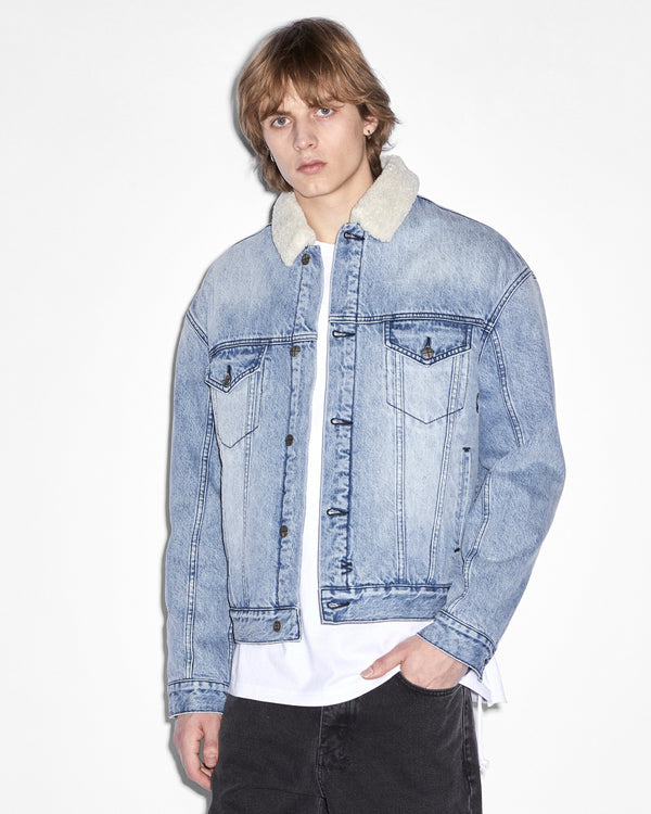 ksubi oh g jacket sherpa mid blue DENIM