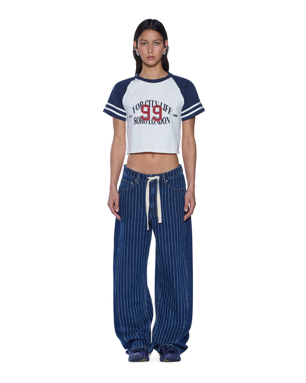 Ksubi Raglan Boxy Ss Tee Vintage White/navy WHITE