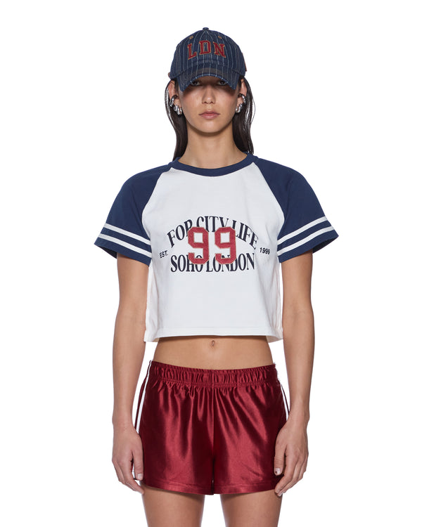 Ksubi Raglan Boxy Ss Tee Vintage White/navy WHITE