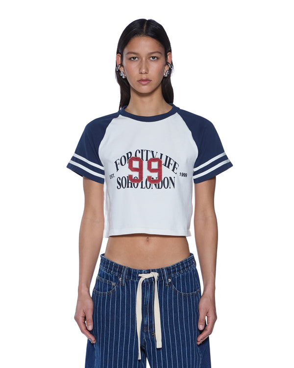 ksubi raglan boxy ss tee vintage white/navy WHITE