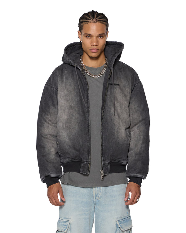 ksubi slouch bomber jacket faded black Black
