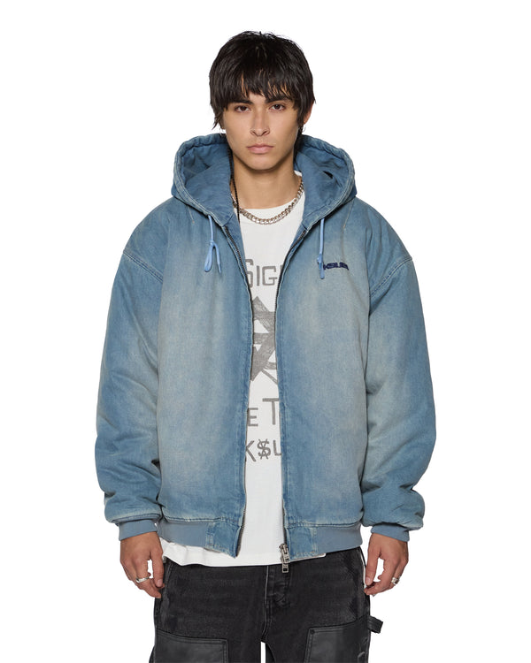 Ksubi Slouch Bomber Jacket Faded Indigo Denim