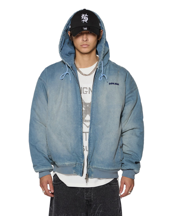 ksubi slouch bomber jacket faded indigo Denim