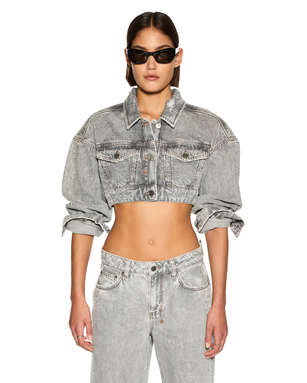 Ksubi Supercrop Trucker Dime Krystal GREY