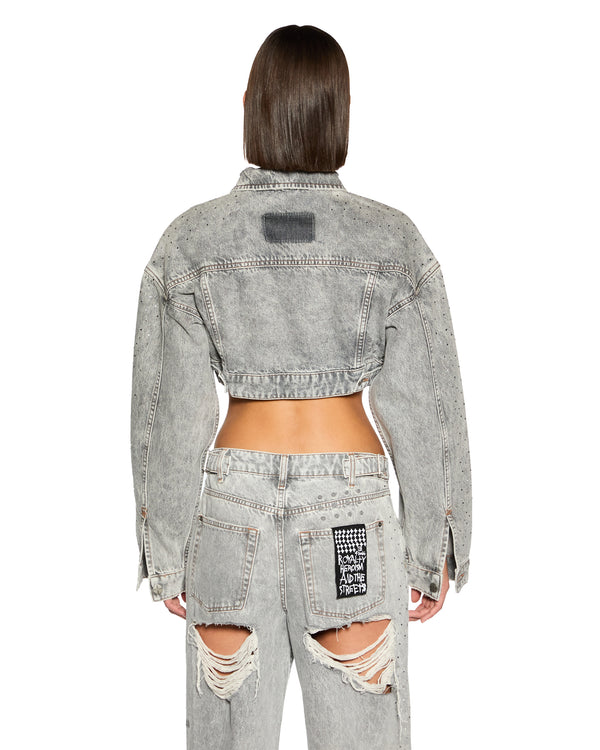 Ksubi Supercrop Trucker Dime Krystal GREY