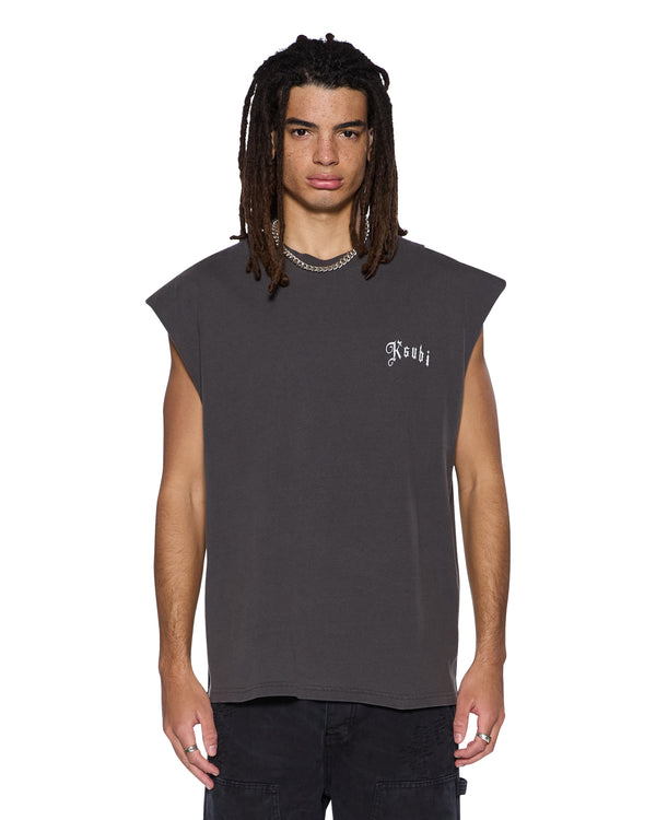 Ksubi Truckstop Eckess Cutoff Faded Black CHARCOAL