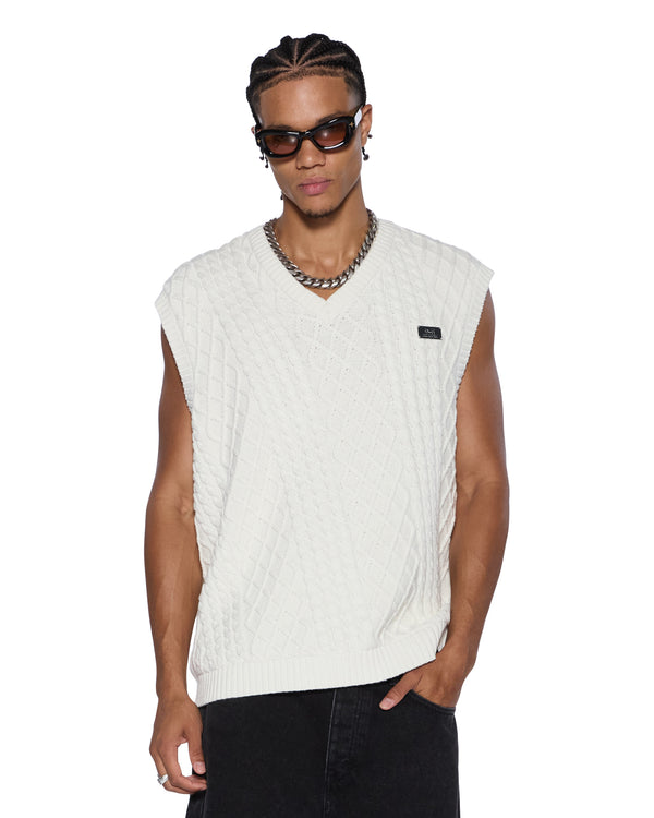 ksubi turncable knit vest vintage white WHITE