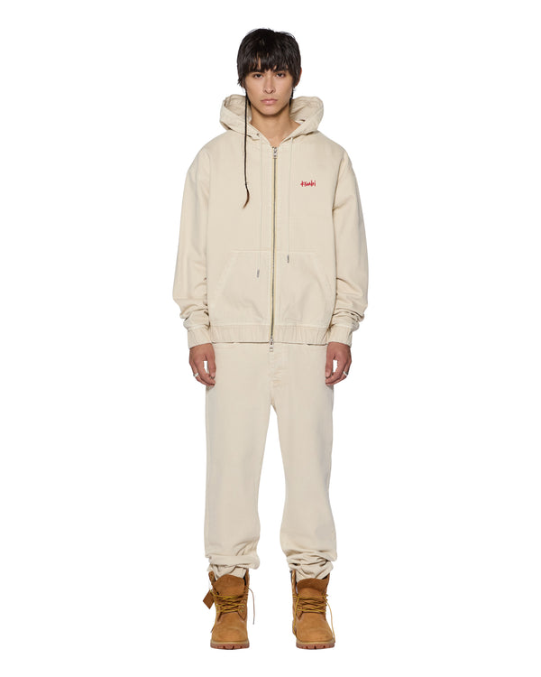 Ksubi Zipped Denim Hoodie Ecru Natural