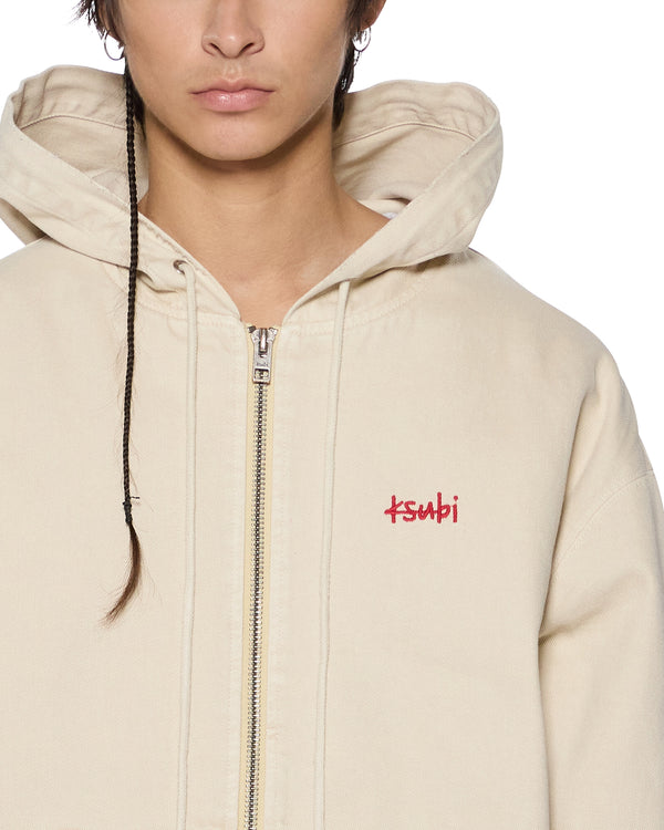 Ksubi Zipped Denim Hoodie Ecru Natural
