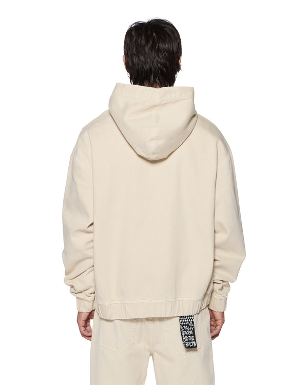 Ksubi Zipped Denim Hoodie Ecru Natural