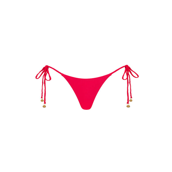 kulani kinis Braided Thong Tie Side Bikini Bottom - Cherry Crush