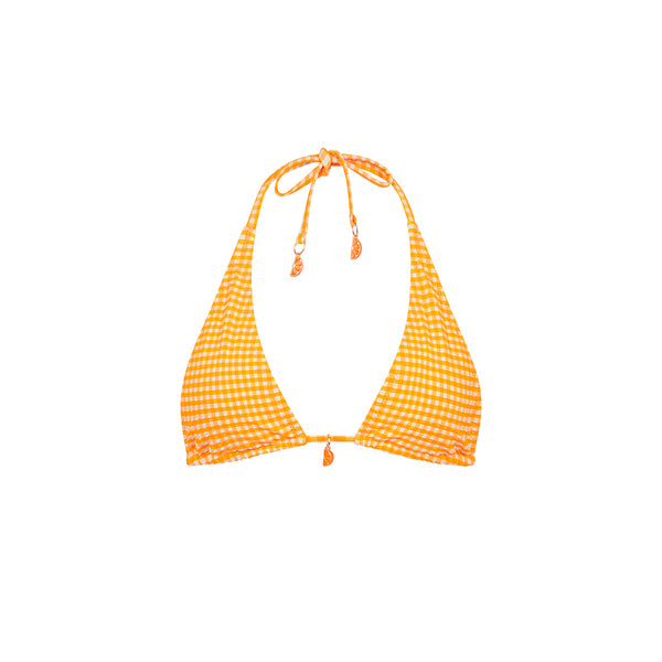 kulani kinis Classic Tie Halter Bikini Top - Orange Cream