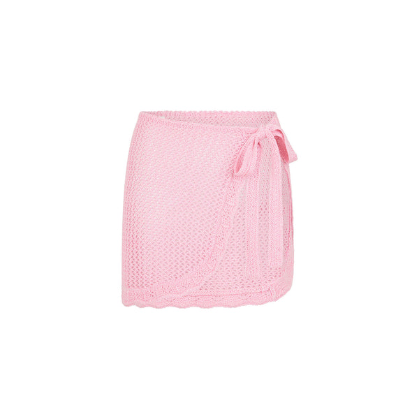 kulani kinis Crochet Knit Mini Sarong - Strawberry Glaze