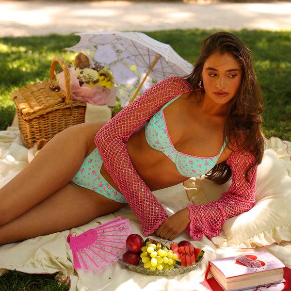 Kulani Kinis Decorative Ditzy Underwire Bikini Top - Mint Macaron