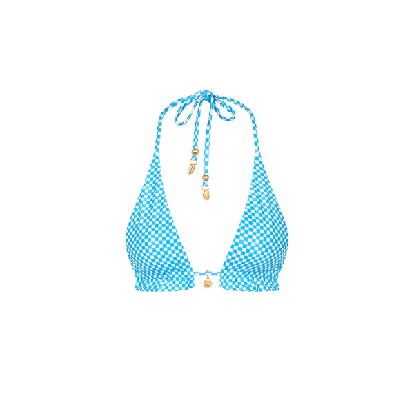 kulani kinis Frill Halter Bralette Bikini Top - Checkmate